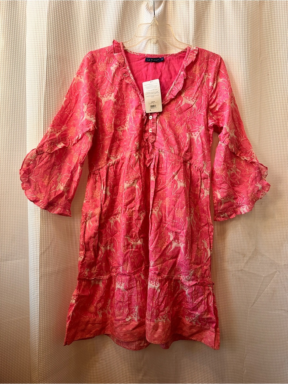 La Plage Fuchsia Floral Ruffle Midi Dress